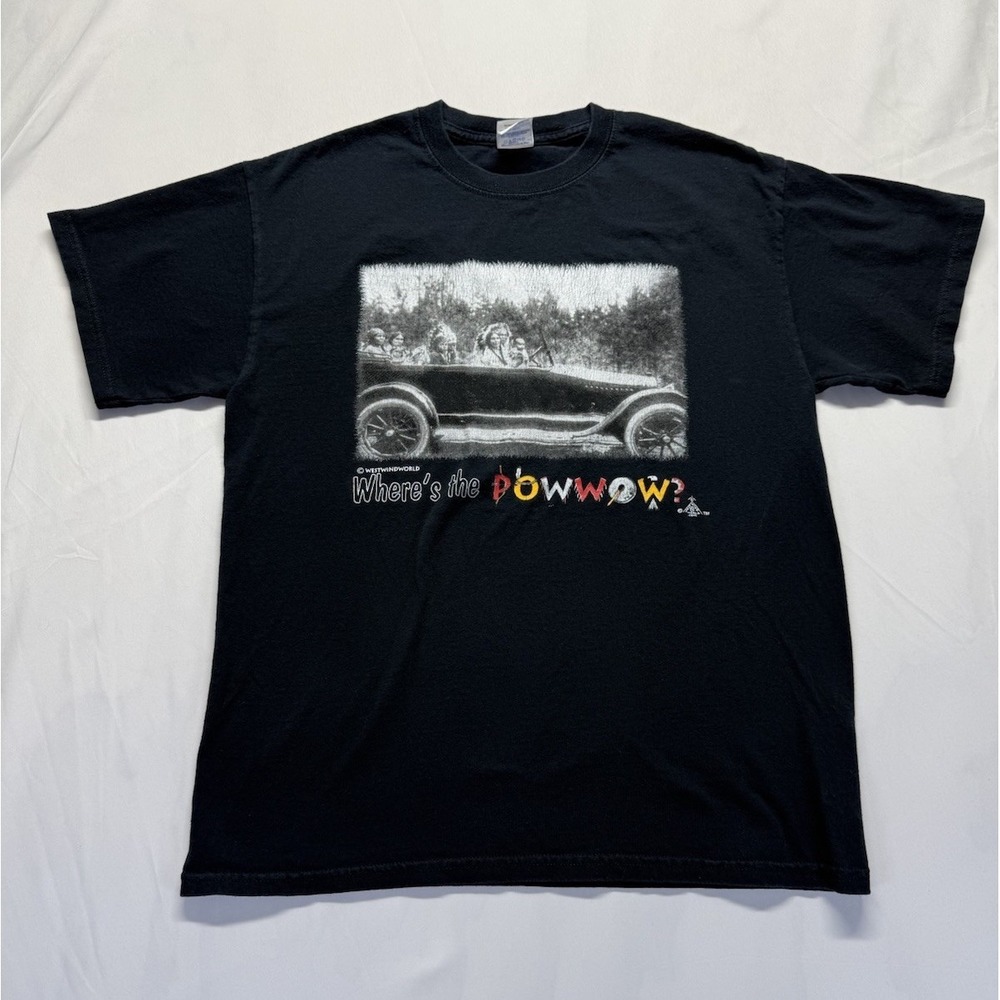 Vintage Westwind world "where's the powwow?" graphic tee black size‎ M
